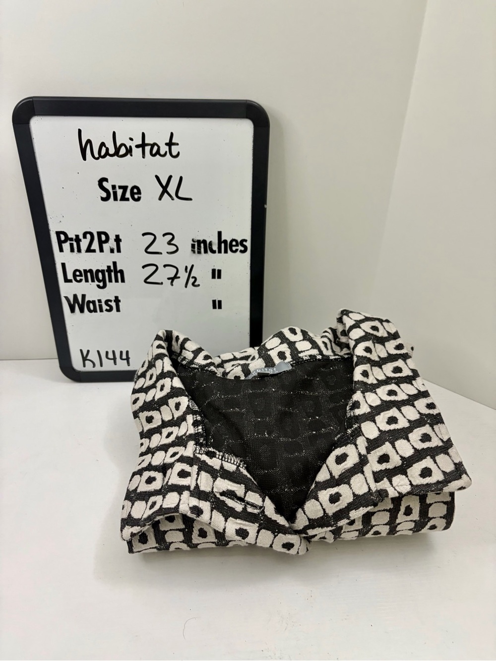 Habitat Lagenlook Black & White Geometric Print Lightweight Blazer Jacket XL - Picture 15 of 15